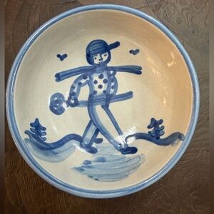 vintage M.A. Hadley Pottery Skier bowl